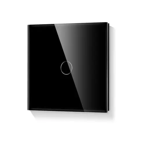 Produktbild: LIAONFOY 1 Fach 1 Weg normaler Touch Schalter Unterputz Berührungsempfindlicher Lichtschalter Schwarz Farbe mit Glasrahmen 90-250V 86mm Kein neutraler Draht erforderlich