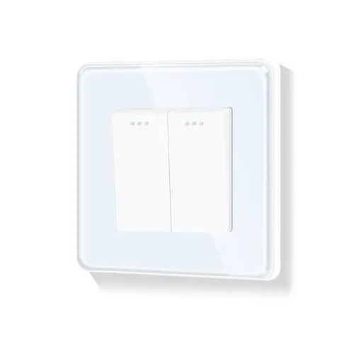 Produktbild: LIAONFOY Runde 2 Fach 1 Weg Lichtschalter Glas panel Taste Schalter Ein Aus Schalter Wandschalter Unterputz Weiß 110-250V 86mm
