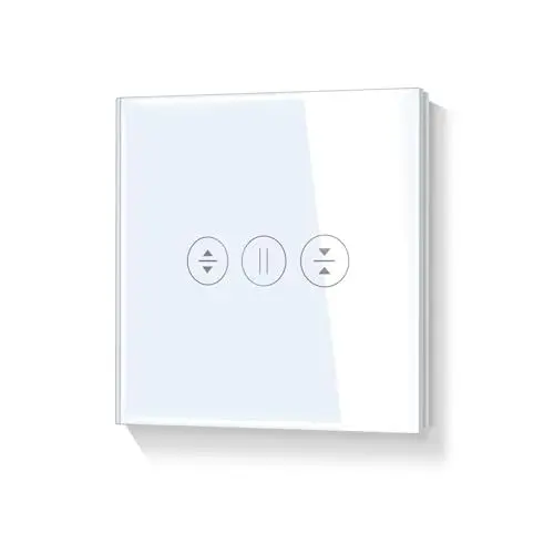 Produktbild: LIAONFOY WIFI Touch Rolladenschalter Wlan Jalousieschalter Sensor Glas Touchscreen Weiß Arbeiten Sie mit Alexa Tuya Google home 90-250V 2.4GHz Neutrale Linie erforderlich