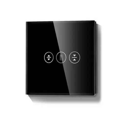 Produktbild: LIAONFOY WIFI WLAN Touch Rolladenschalter Wlan Jalousieschalter Sensor Glas Touchscreen Unterputz Schwarz Smartphone Steuerung mit Alexa Tuya Google home 90-250V 2.4GHz Neutrale Linie erforderlich
