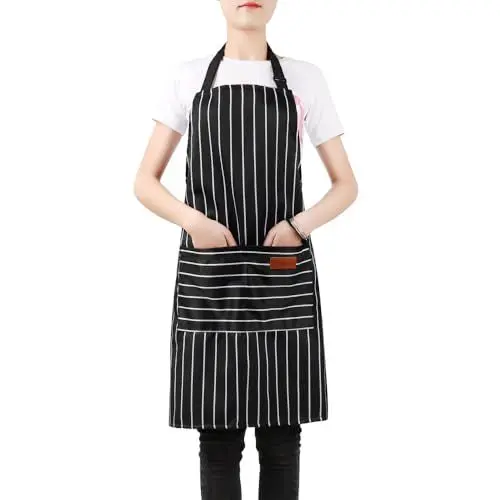 Produktbild: LIBAIJIAAZQH SchüRze Damen, KüChenschüRze, KochschüRze MäNner, Verstellbarem KüChenschüRze FüR Heimgebrauch, Restaurants, CaféS, GäRten Und Grillfeste ArbeitsschüRze KüChenschüRze Mit 2 Taschen