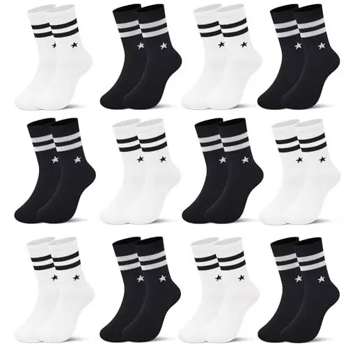 Produktbild: Libella 12 Paar Jungen Sportsocken Fussball Baumwolle Cotton modische Füßlinge Schwarz und Weiss 2888 39-42