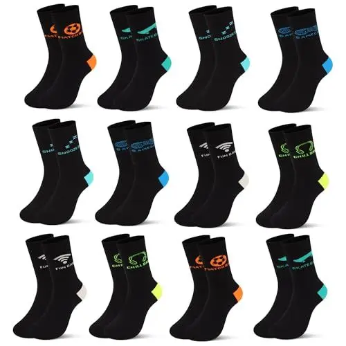 Produktbild: Libella 12 Paar Jungen Sportsocken Fussball Baumwolle bunt Cotton modische Füßlinge 2874 31-34