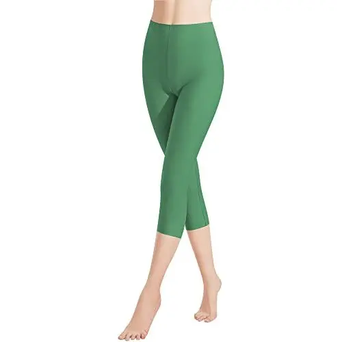 Produktbild: Libella 1er Pack Damen Leggings 3/4 Hose aus Baumwolle Capri-Hose mit Hohe Taille bunt Slim Fit Fitnesshose Mehrfarbig 4161 Grün XL