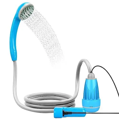 Produktbild: LIBERRWAY Campingdusche Akku Camping Dusche Outdoor Mit 5.9ft duscheschlauch und wiederaufladbarer Akku Wasserpumpe für Garten Reisen Autowäsche - Blau