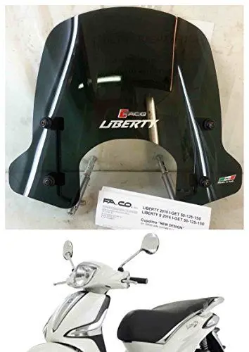 Produktbild: FACO Windschild Piaggio Liberty I-GET 50-125-150 cc ab 2016 - Modern, Schwarz, Befestigungskit, Motoroller