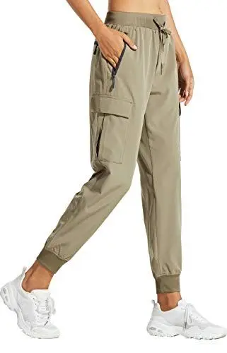 Produktbild: Libin Damen Cargohose Jogginghose Leichter Trekkinghose Wanderhose Schnelltrocken Wasserdicht Outdoorhose Sportlich Freizeit Reise, Khaki, M