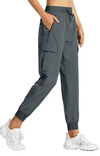 Produktbild: Libin Damen Cargohose Jogginghose Leichter Trekkinghose Wanderhose Schnelltrocken Wasserdicht Outdoorhose Sportlich Freizeit Reise, Stahlgrau, L