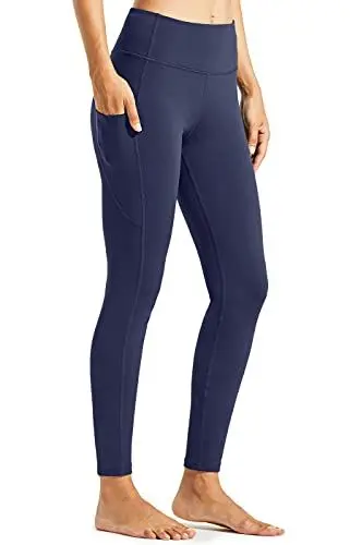 Produktbild: Libin Damen Thermo Leggings mit Taschen Yogahose Winter Gefüttert Laufhose Sportleggins Sporthose Thermounterwäsche Damen Sport Leggings Navy blau M-New