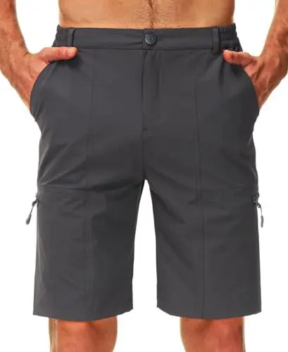 Produktbild: Libin Herren Wandershorts Leichte Schnelltrocknend Sommer Kurz Hose Stretch Trekking Outdoor Cargo Shorts Atmungsaktiv Reise Golf Tactical Shorts, Grau L