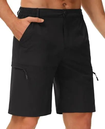 Produktbild: Libin Herren Wandershorts Leichte Schnelltrocknend Sommer Kurz Hose Stretch Trekking Outdoor Cargo Shorts Atmungsaktiv Reise Golf Tactical Shorts, Schwarz L