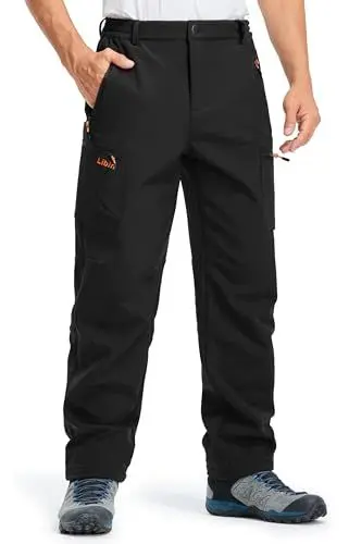 Produktbild: Libin Thermohose Herren Skihose Wanderhose Winter Softshellhose Winterhose Outdoorhose Wasserdicht Schneehose Regenhose Trekkinghose, Schwarz XXL