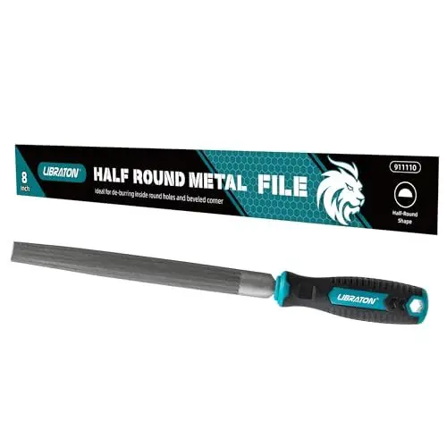 Produktbild: LIBRATON 200MM Halbrunde Metallfeile, Metallfeilenwerkzeug, Feile aus Kohlenstoffstahl, Handfeile für Metall, Metallbearbeitung, Holz, Kunststoff, Feile zum Verfeinern, Formen und Schaben