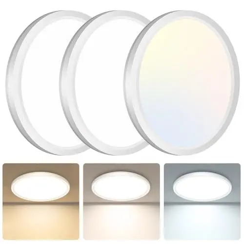 Produktbild: libtit Led Deckenleuchte 15W,18CM Flach Deckenlampe Rund,1500Lm Hell Warmweiss 3000K Neutralwei 4000K Kaltweiss 6500K,Klein Modern Badlampe für Decke Flur Küche Badezimmer
