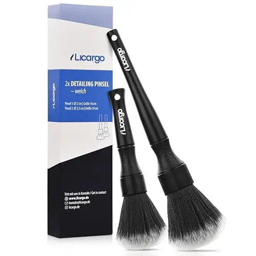 Produktbild: LICARGO Detailing Pinsel Auto - ultraweich für schonende Reinigung innen & außen - 2 Stück Pinsel Autopflege - sanfte Car Detailing Brush - top Auto Pinsel Reinigung Reinigungspinsel Auto Set
