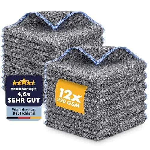 Produktbild: LICARGO Mikrofasertücher Auto mit 220GSM - extrem saugstark und schonend weich - 30x30cm Allround Microfasertuch Autopflege - fusselfreies Poliertuch Auto, Mikrofasertuch Auto Trockentuch - 12 Stück