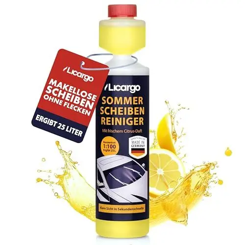 Produktbild: LICARGO Sommerscheibenreiniger Konzentrat 1:100 (250 ml) Dosierflasche - Scheibenwischwasser Konzentrat, Scheibenreiniger Auto, Wischwasser Auto Sommer, Scheibenklar