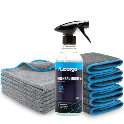 Produktbild: LICARGO Waschbox & Innenraum Set - 3X saugstarke Mikrofasertücher Auto 600 GSM - Premium Innenraumreiniger (500ml) für eine porentiefe Reinigung - 6X Lackschonende Mikrofasertücher 380 GSM