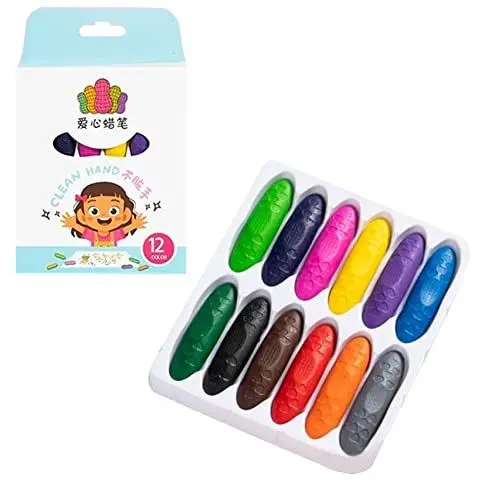 Produktbild: LICHENGTAI Kleinkinder Wachsmalstifte, 12/24 Farben Erdnussstifte Kleinkind Waschbar Sicher Handflächengriff Buntstifte Schule Kunst & Handwerk Helle Farbe Tread