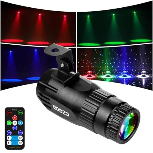 Produktbild: LED Pinspot Licht, Czgor Spot Disco Kugel 15W RGBW 4-in-1-Spiegelkugelprojektor mit Fernbedienung, Superhelles LED-Pinspotlicht für Partys, Diskotheken, Bars, Hochzeiten