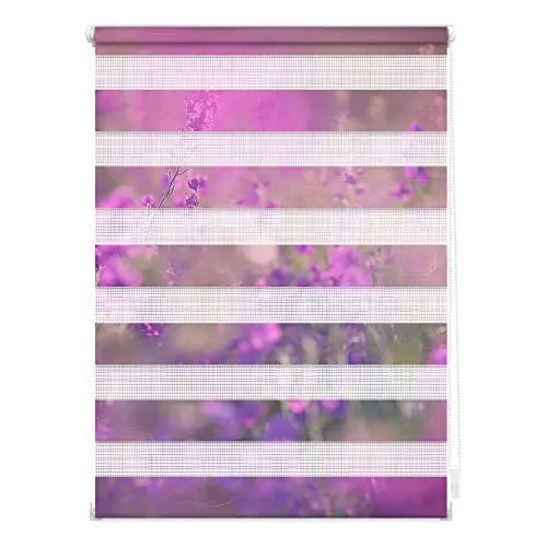 Produktbild: Lichtblick Doppelrollo Klemmfix ohne Bohren mit Motiv, Blumenwiese - Fuchsia Violett, Blickdicht, Made in Germany, Klemmträger 70 cm x 150 cm (B x L)