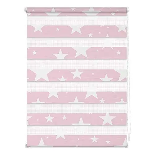 Produktbild: Lichtblick Doppelrollo Klemmfix ohne Bohren mit Motiv, Sterne, Blickdicht, Made in Germany, Klemmträger Rosa,80 cm x 150 cm (B x L)
