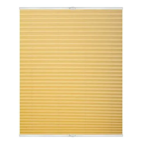 Produktbild: Lichtblick Plissee Klemmfix, ohne Bohren, verspannt, lichtdurchlässig, Blickdicht, Uni, mit eleganter Crushed Optik Gelb,85 cm x 130 cm (B x L)