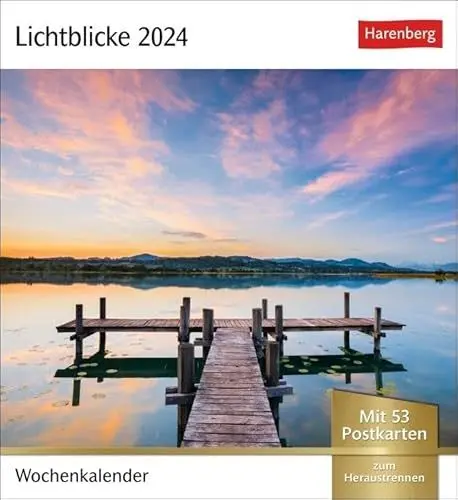 Produktbild: Lichtblicke Postkartenkalender. Kalender zum Aufstellen oder Aufhängen. Postkarten-Tischkalender 2024 mit stimmungsvollen Motiven und Naturaufnahmen: Wochenkalender mit 53 Postkarten