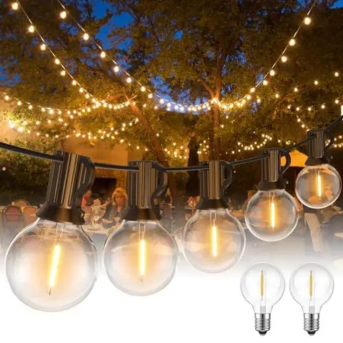 Produktbild: Led Lichterkette Außen, 45.7M/150FT Outdoor Lichterkette Glühbirnen, 24V LED Lichterkette Außen Strom für Weihnachtsdeko, Party, Garten, Terrasse, Hochzeiten,Zimmer