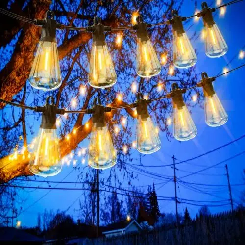 Produktbild: Lichterkette Aussen, 7.6M LED Lichterkette Außen Strom Mit 12+1 Warmweißen Birnen, IP65 Wasserdicht Lichterkette Outdoor für Garten, Terrasse, Hochzeiten, Party, Balkone und Biergärten