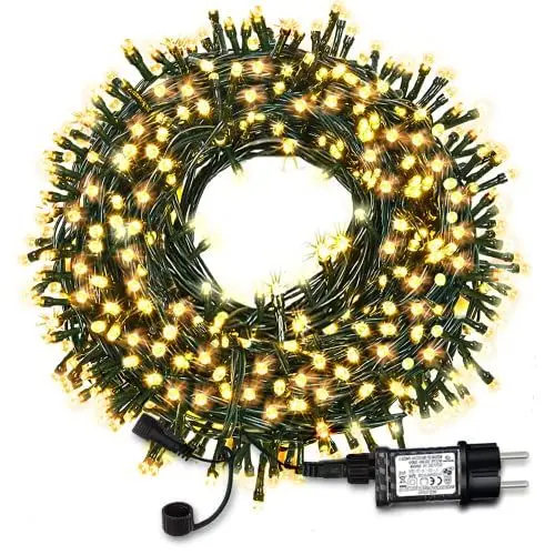 Produktbild: Lichterkette Außen Strom, 30M Weihnachtsbaum Lichterkette mit Stecker, Led Warmweiß Weihnachtsbeleuchtung Innen, 300LED mit 8 Modi Wetterfest Deko Lampions für Halloween Party Aussen Zimmer