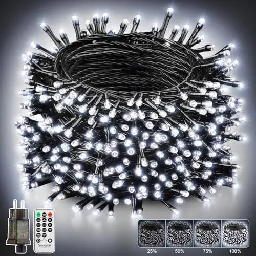 Produktbild: Lichterkette Weihnachtsbaum Innen Außen Strombetrieben - 50M 500LED 8 Modi Dimmbar Wasserdicht Weihnachtsdeko Aussen Lichterketten mit Fernbedienung Timer für Balkon, Garten, Hochzeit, Party