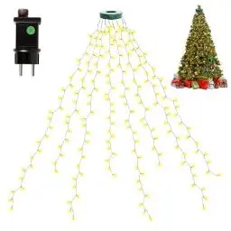 Produktbild: Lichterkette Weihnachtsbaum mit Ring, 2M 280 LED Christbaumbeleuchtung, Weihnachtsbeleuchtung mit 8 Stränge, 8 Modi,IP45, Weihnachtsbaum Lichterketten mit Timer, für Tannenbaum, Partys, Weihnachten