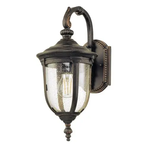 Produktbild: Licht-Erlebnisse Außenlampe Wand Aluminium Glas IP44 41,5 cm hoch in Bronze verwittert Rustikal Wandlampe außen Outdoor Wandleuchte Haustür Terrassenlampe