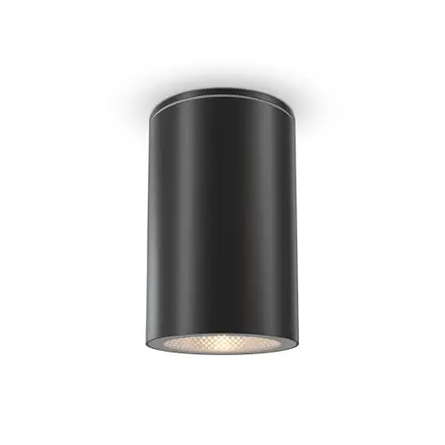 Produktbild: Licht-Erlebnisse Außenleuchte Decke klein Ø 6,5 cm IP54 für GU10 Schwarz Aluminium Aufputz Spot Strahler Deckenlampe außen Balkon Eingang Garagenbeleuchtung
