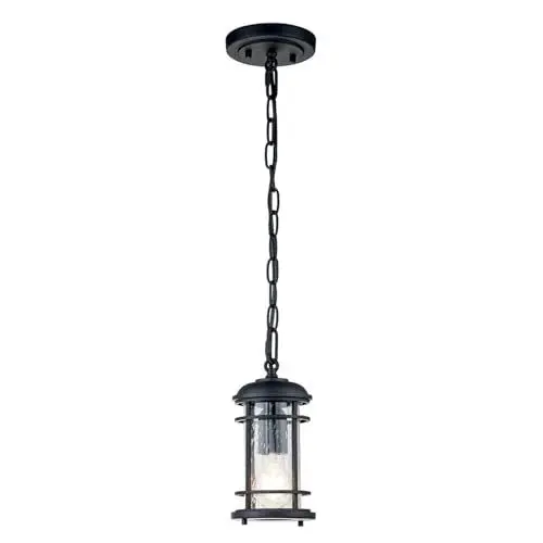 Produktbild: Licht-Erlebnisse Außenleuchte hängend E27 IP44 B: 12,1 cm H: max. 188,4 cm verstellbar Schwarz Aluminium Glas Maritim Hängelampe außen Terrassenlampe