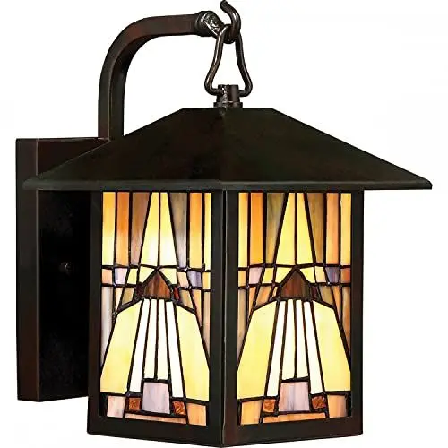 Produktbild: Licht-Erlebnisse Außenwandlampe Bronze antik IP44 Buntglas Tiffany Lampe Draußen Wand Haus Haustür Terrasse Balkon