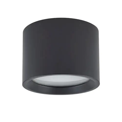 Produktbild: Licht-Erlebnisse Deckenlampe Bad Schwarz IP54 GX53 D: 8,5 cm H: 6,5 cm klein rund aus Aluminium blendarme Badezimmerleuchte Decke