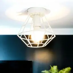 Produktbild: Licht-Erlebnisse Deckenleuchte Metall Weiß Ø 20 cm geometrisch E27 Deckenlampe Wohnzimmer Esszimmer Beleuchtung