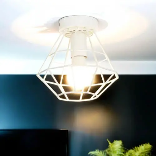 Produktbild: Licht-Erlebnisse Deckenleuchte Metall Weiß Ø 20 cm geometrisch E27 Deckenlampe Wohnzimmer Esszimmer Beleuchtung