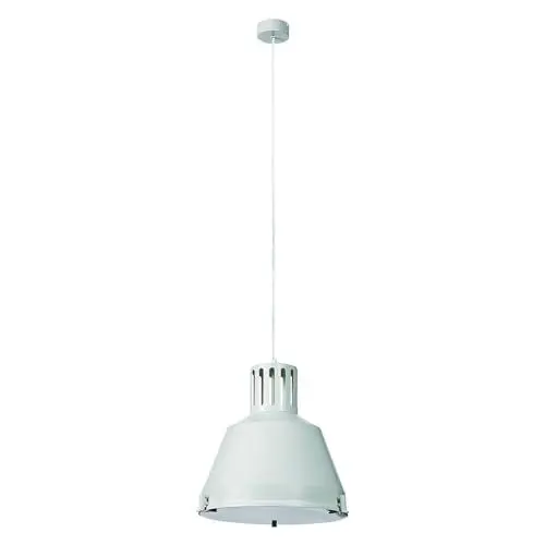 Produktbild: Licht-Erlebnisse Design Pendellampe Weiß E27 Milchglas INDUSTRIAL Ø33cm Made in EU Hängeleuchte Esstisch Wohnzimmer