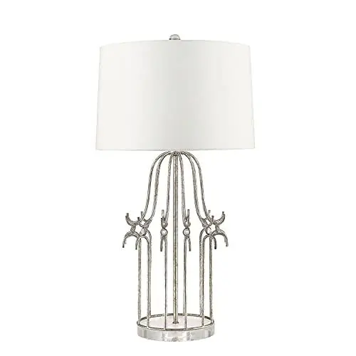 Produktbild: Licht-Erlebnisse Formschöne Tischleuchte LUICA in Silber Weiß Ø41cm H:79cm Modern Design Bodenlampe Wohnzimmer Schlafzimmer