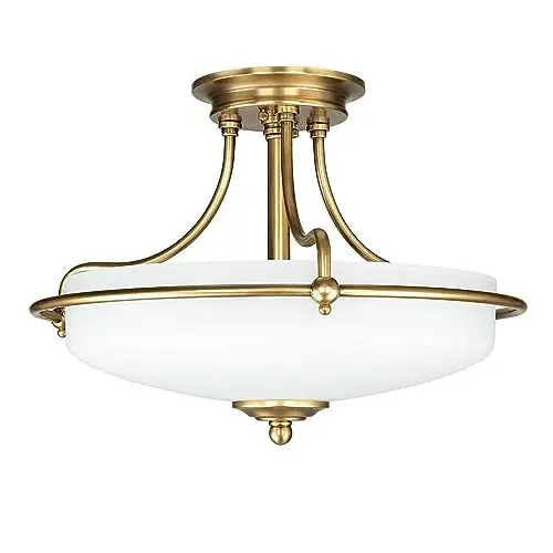Produktbild: Licht-Erlebnisse Große Deckenleuchte ASPERO in Messing Creme 3-flmg Premium Jugendstil Design Lampe Wohnzimmer Esszimmer