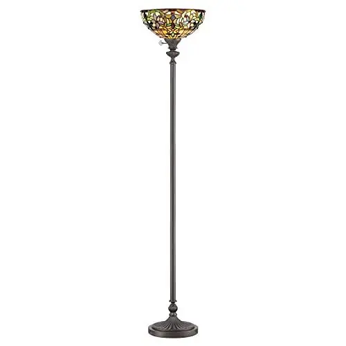 Produktbild: Licht-Erlebnisse Hohe Stehleuchte FARFALLA 6 Bronze Gold Ø36cm 178cm Tiffany-Stil Design Lampe Wohnzimmer Bodenleuchte