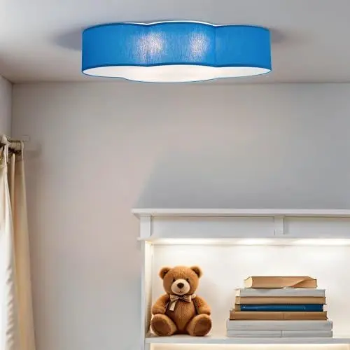 Produktbild: Licht-Erlebnisse Kinderzimmerleuchte Wolkenlampe Stoff blau 4x E27 einfach montierbar Leuchtmittel wechselbar Deckenlampe Deckenleuchte für Kinder