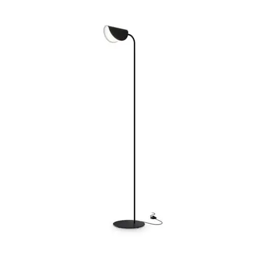 Produktbild: Licht-Erlebnisse Kleine Stehlampe Metall Schwarz 140 cm hoch Fußschalter für G9 Modern Stehleuchte Wohnzimmer Bodenlampe innen Wohnzimmerlampe