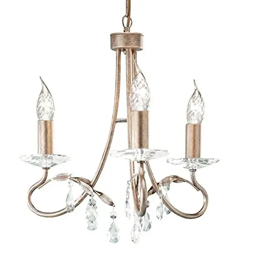 Produktbild: Licht-Erlebnisse Kleiner Kronleuchter in Silber Gold mit Kristall 3-armig verstellbar CANDELA 4 Esstisch Lampe Wohnzimmer