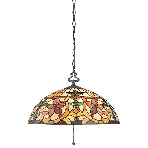 Produktbild: Licht-Erlebnisse Pendelleuchte FARFALLA 6 Bronze Gold 3-flmg Ø51cm verstellbar Tiffany Design Lampe Wohnzimmer Esstisch