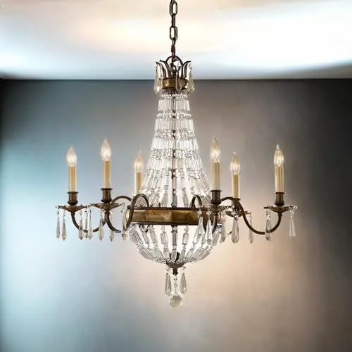 Produktbild: Licht-Erlebnisse Prunkvoller Kronleuchter Kristall höhenverstellbar Ø69cm 6-armig Barock Design Lüster Esszimmer Wohnzimmer