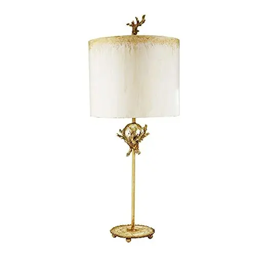 Produktbild: Licht-Erlebnisse Schicke Tischleuchte ELIF in Blattsilber Putty Ø33cm H:80cm Modern Design Bodenlampe Wohnzimmer Schlafzimmer